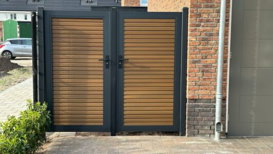 Composiet Tuindeur Rhombus Teak - Afbeelding 4